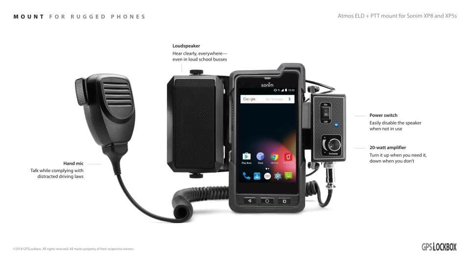 PTT Kit for Sonim XP8 w/ Arkon Universal Cradle, 4″ Pedestal and